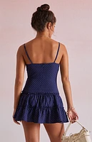 Beverly and Beck Cece Lace Trim Polka Dot Mini Dress