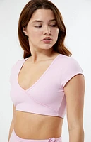 PAC 1980 WHISPER Active Pink Anya Surplice Bra Top