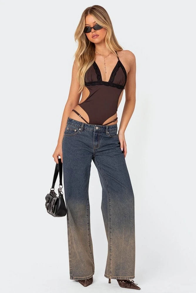 Edikted Strappy Lace Trim Bodysuit