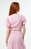 Billabong Tropic Heart Puff Sleeve Crop Top