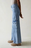 PacSun Light Indigo Extreme Wide Leg Cargo Jeans