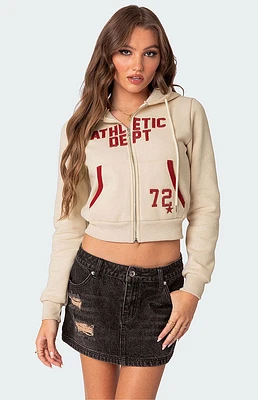 Edikted Athletic Dept Cropped Zip-Up Hoodie