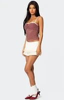 Edikted Checkered Mesh Built Bra Top