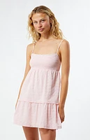 LA Hearts Ruched Bow Tie Babydoll Mini Dress