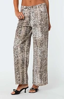 Edikted Snakeskin Printed Low Rise Jeans