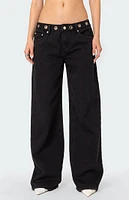 Edikted Libby Grommet Waist Jeans