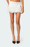 Edikted Lex Satin & Lace Ruffle Mini Skirt