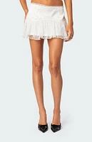 Lex Satin & Lace Ruffle Mini Skirt