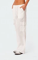 Edikted Lyric Linen Low Rise Cargo Pants