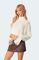 Edikted Distressed Turtle Neck Cropped Sweater