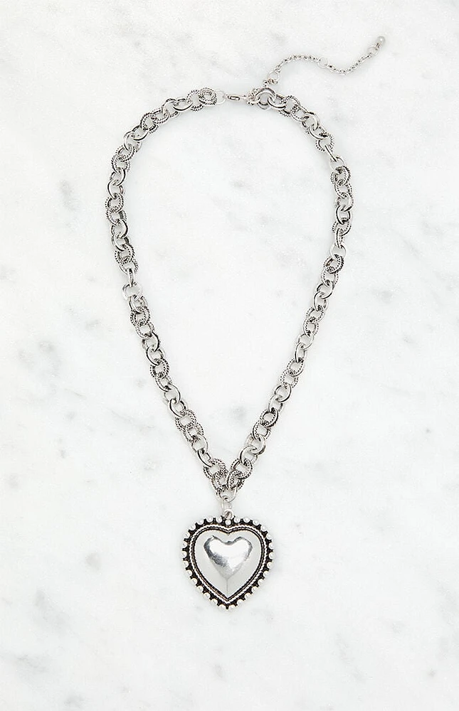 LA Hearts Chunky Heart Pendant Necklace