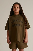 Fear of God Essentials Kids Olive Crew Neck T-Shirt