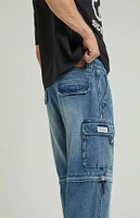 PacSun Medium Indigo Zip Off Baggy Cargo Jeans