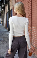 John Galt White Button Up Sweater