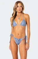 Edikted Denim Printed Triangle Bikini Top