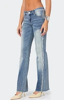 Edikted Frayed Seam Washed Flare Jeans