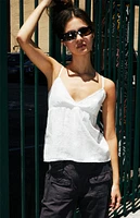 John Galt White Linen Peplum Tank Top