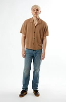 PacSun Tan Lance Swirl Knit Oversized Camp Shirt