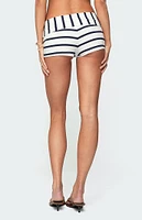 Edikted Lorenza Striped Fold Over Shorts