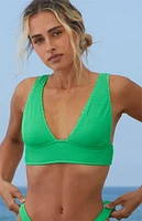 Salero Swim by Pacsun Green Crinkle Scrunch Wide Strap Bikini Top