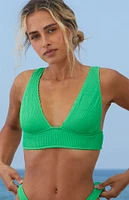 Green Crinkle Scrunch Wide Strap Bikini Top
