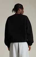 Fear of God Essentials Jet Black Polar Fleece Crew Neck Sweatshirt