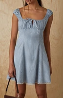 Your Favorite Plaid Tie Front Mini Dress