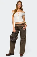 Edikted Layken Off Shoulder Texture Top