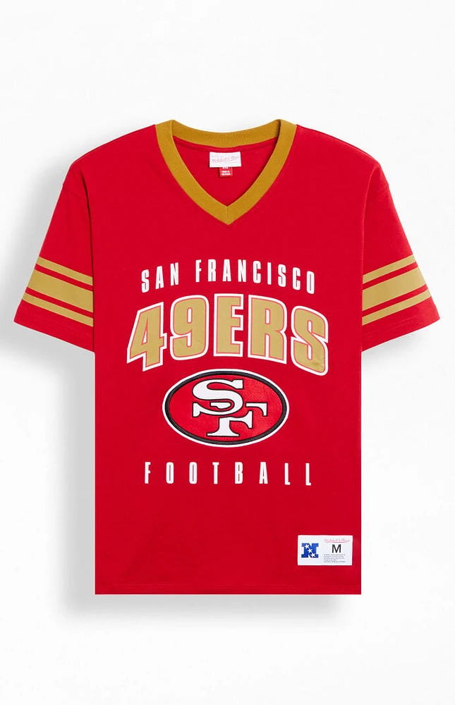 Mitchell & Ness SF 49ers Football Retro V-Neck T-Shirt