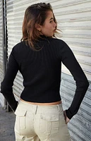 John Galt Black Zip Up Sweater