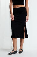 Beverly & Beck Black Vienna Velvet Midi Skirt