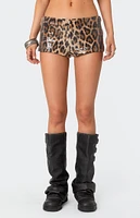 Edikted Sequin Leopard Printed Micro Shorts