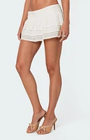 Edikted Fluer Ruffled Eyelet Mini Skirt