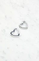 LA Hearts Silver 14K Gold Plated Heart Huggie Earrings