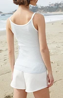 John Galt White & Blue Striped Beyonca Tank Top