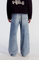 PacSun Light Indigo Flame Extreme Baggy Jeans