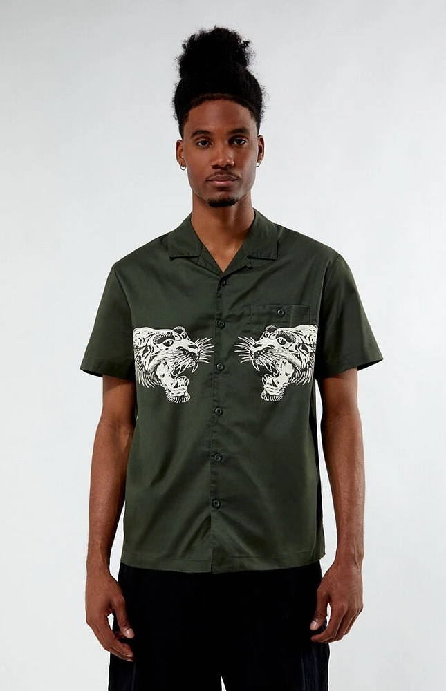 Ed Hardy Tiger Twill Camp Shirt