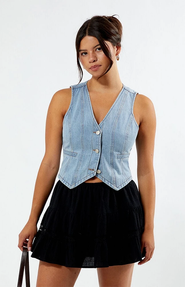 PacSun Cropped Denim Vest