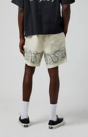 Pacsun Cream Floral Russel Volley Shorts