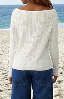 John Galt White Elissa Cable Knit Sweater