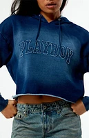Playboy By PacSun Frayed Applique Cropped Hoodie