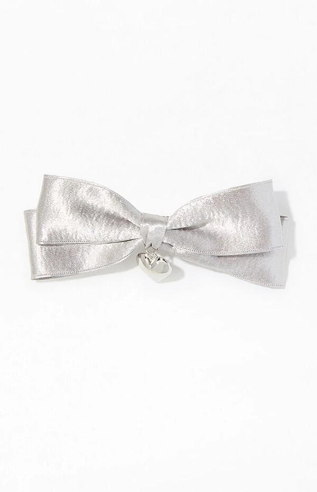 LA Hearts Heart Charm Double Bow Barrette