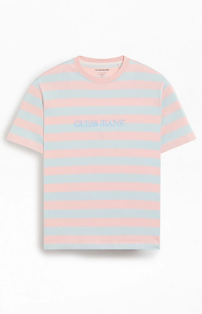 Guess Jeans Striped Embroidered T-Shirt