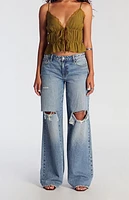 Pacsun Casey Ripped Low Rise Baggy Jeans Medium Indigo