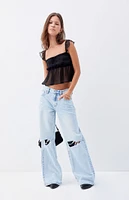 PacSun Lena Light Indigo Ripped Low Rise Super Baggy Jeans