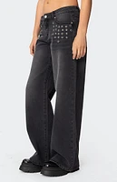 Edikted Grommet Low Rise Baggy Jeans