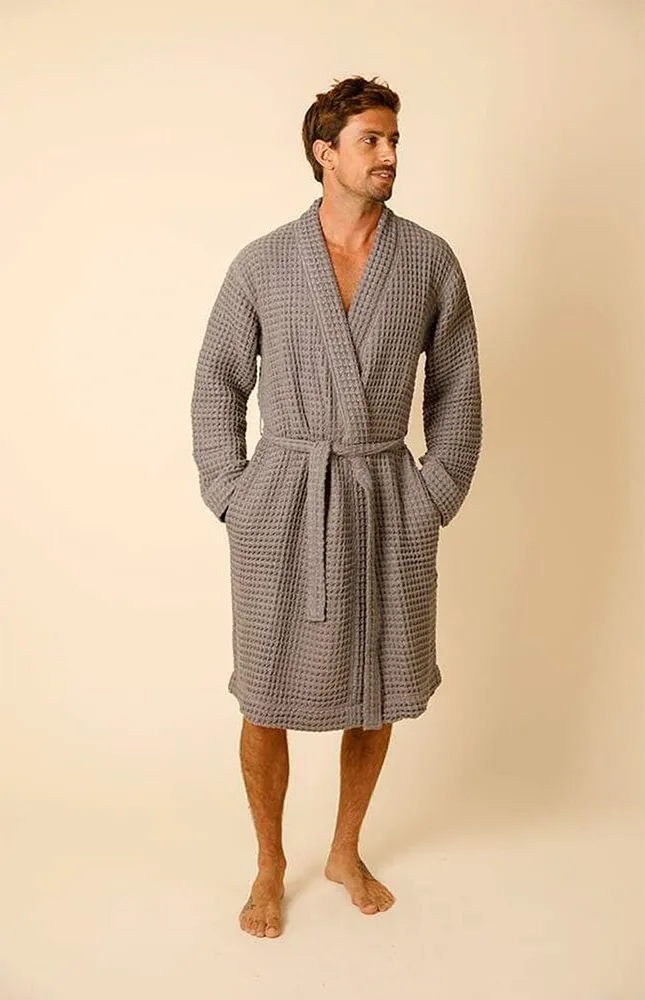 Organic The Weightless Gray Black Waffle Robe