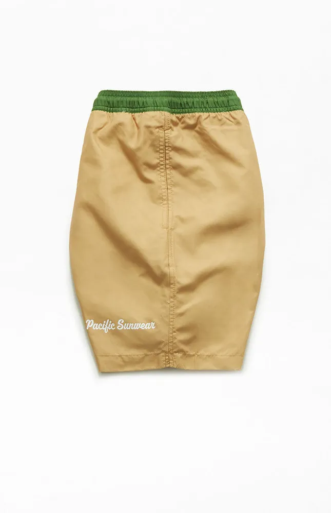 PacSun Tan Colorblock 6.5" Swim Trunks