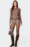 Edikted Beverly Bow Cable Knit Sweater