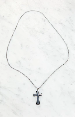 LA Hearts Silver Cross Chain Necklace